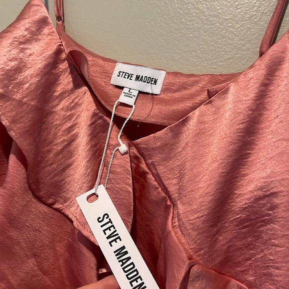 Steve Madden Christina Ruffle Satin Midi Dress sz L NWT - Picture 7 of 11